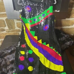 Colorful Sequin Dress 100% silk and rayon lining